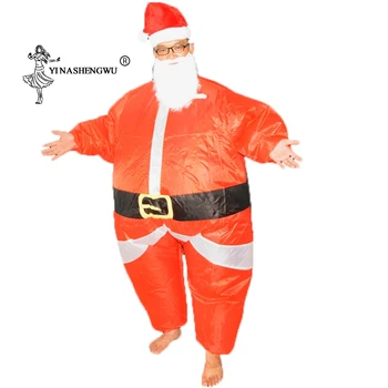 Kalėdų Senelio Kostiumai Suaugusiems Cosplay Kalėdų Vakarėlį Drabužių Jumpsuit Kostiumai Pripučiami Santa Claus Drabužių Rinkiniai