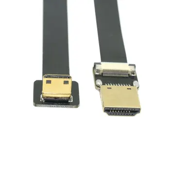 Kampu FPV Mini HDMI Male C Tipo HDMI FPC Plokščio Kabelio 10cm 20cm 30cm 50cm 80cm 100cm už Gopro 5D3 5D2 GH3 GH2 5N 5T 5R 7N