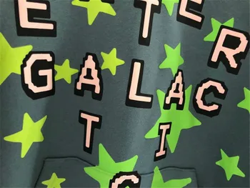 Kanye Atspindintis Augalų Blusų turgus Kid Cudi Įveskite Galaktikos Hoodie Fluorescentinės Žalios Žvaigždės CPFM.XYZ Megztinis