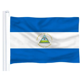 Karšto pardavimo Nikaragva (ŠA) Vėliava Poliesteris Vėliavos 5*3 PĖDŲ Visos spalvos Logotipai
