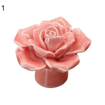 KARŠTO PARDAVIMO！！！Naujas Atvykimo Rožių Gėlių Keramikos Durų Rankenos Stalčiaus Išsitraukia Spintos Durų Rankenos Varžtas