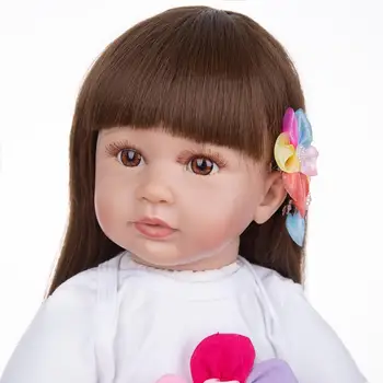 KEIUMI Didmeninės Dovanų Realus Reborn Baby Lėlės 60 cm Silikono Vinilo Rinkti Gėlių Atgimsta Menina Ilgi plaukai pridėti 2 Drabužiai