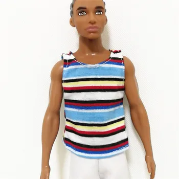 Ken Berniukas Draugas Vaivorykštė Tee Balta Ziajać Rinkinys Barbie BJD Doll Drabužių Priedai Žaisti Namas, Padažu, Vaikams, Žaislai