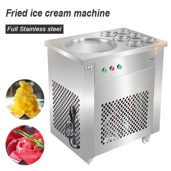 Keptas ledų roll mašina ledo keptuvėje Pakepinti butas ice cream maker Visą Nerūdijančio plieno yoghourt keptas ledų mašina 220v 1200w