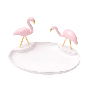 Keramikos Makiažas Organizatorius Šiaurės Stiliaus Papuošalų Dėžutė Du flamingas Žiedas Lūpų Kosmetikos Organizatorius Stovo Karoliai Ekranas Organizatorius