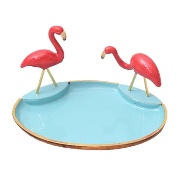 Keramikos Makiažas Organizatorius Šiaurės Stiliaus Papuošalų Dėžutė Du flamingas Žiedas Lūpų Kosmetikos Organizatorius Stovo Karoliai Ekranas Organizatorius