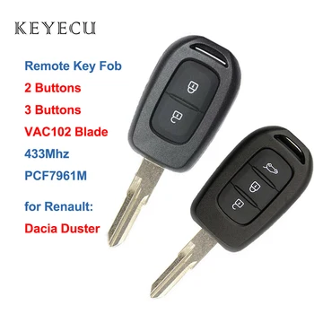 Keyecu Pakeitimo Nuotolinio Rakto Pakabuku 2 / 3 Mygtukai 433MHz su PCF7961M Mikroschemą Renault Dacia Duster 2013-2018 M. Uncut VAC102 Peilis