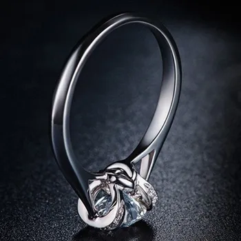 Kietojo 14 KARATŲ Balto Aukso Pažadą Bauda 0.5 CT Elegantiškas Kokybės Deimanto Žiedas, Moterų Dalyvavimas Romantiška Papuošalai