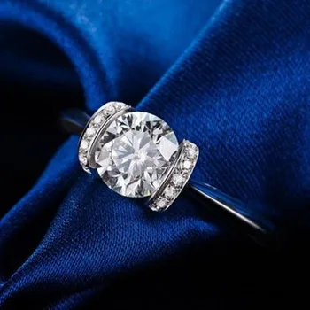 Kietojo 14 KARATŲ Balto Aukso Pažadą Bauda 0.5 CT Elegantiškas Kokybės Deimanto Žiedas, Moterų Dalyvavimas Romantiška Papuošalai