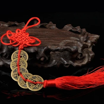 Kinijos Mazgas Tradicinių Feng Shui Talismanas Senovės 1/6 Monetos Pakaba Likimo Turtus Sveikatos pasisekė, vario monetos Sėkmės Pasisekė Žavesio