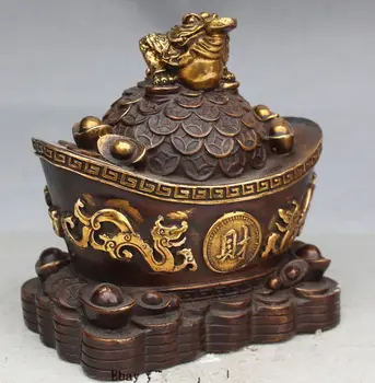 Kinijos Vario Paauksuota Gyvūnų Gerovės Yuanbao Dragon Auksinė Rupūžė Statula
