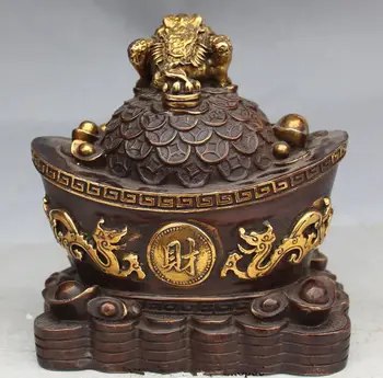 Kinijos Vario Paauksuota Gyvūnų Gerovės Yuanbao Dragon Auksinė Rupūžė Statula