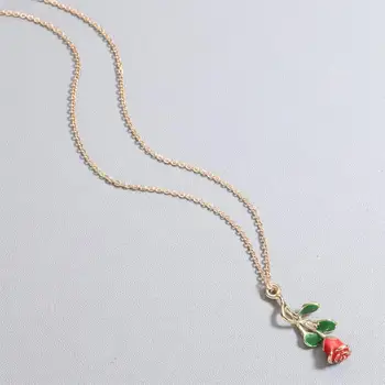 Kinitial Rožių Gėlių Karoliai Pakabukas Moterų Pora Vintage Boho Botanikos Žavesio Gėlių Grandinės Karoliai Mados Šaliai Dovanos
