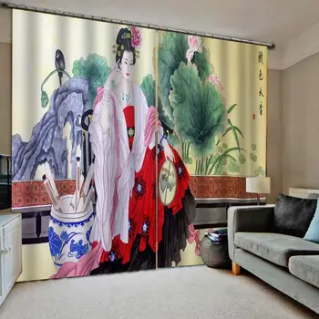 Kinų stiliaus Nacionalinės spalva grožio Užuolaidų svetainė, Miegamasis Užtemdymas Portjeras Dekoro Rinkiniai Pritaikoma bet kokio dydžio