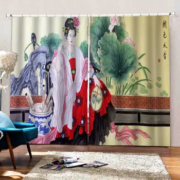 Kinų stiliaus Nacionalinės spalva grožio Užuolaidų svetainė, Miegamasis Užtemdymas Portjeras Dekoro Rinkiniai Pritaikoma bet kokio dydžio