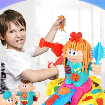 Kirpykla Spalva Molio 3D Plastilino Įrankis Pelėsių Nustatyti Vaikų Žaisti Namus Išspausti Plaukų Žaislai
