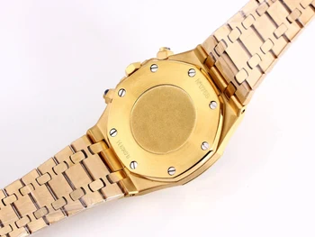 Klasikinis Naujas Chronograph Vyrų Safyras 18K Yellow Gold Diamond Bezel Vaivorykštė Oaks Nerūdijančio Plieno Royal Chronometras Žalia Mėlyna Žiūrėti