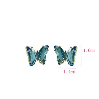 Korėjos Mados Spalvinga Skaidrus Stiklas Blizga Crystal Butterfly Stud Auskarai Moterims, Papuošalai Šalis