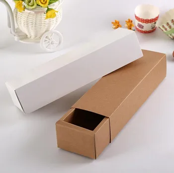 Kraft Popieriaus Stalčių Tipo Macaron Dėžutė Balto kartono tranparent PVC Langą Macaron Šokolado pakuotės, dėžutės