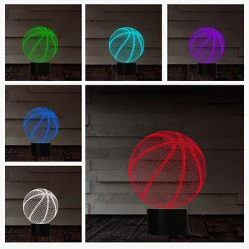 Krepšinio 3D Naktį Šviesos Gimtadienio Dovana Lempos, lemputės Krepšinio Dovanos 3D Iliuzija Lempa 7 Spalvų Keitimas Sporto Gerbėjas Kambario Dekoro