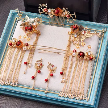 Kutas plaukų šukos įdėta kietas kietas kostiumas Kinijos drabužių su klasikinio aukso-mail