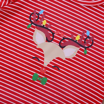 Kūdikių Mergaičių Jumpsuit 2020 M. Rudenį Kalėdų Raudona Juostele Elnių Ragų Spausdinti ilgomis Rankovėmis vientisas Kūdikių naujieji Metai Pižama 0-24 Mėnesiai