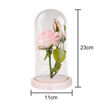 Kūrybos Dovanų dėžutėje Rožės Modeliavimas Gėlių Trunka Rožių Amžinai Meilės Rožių Stiklo Kupolas su virvele Šviesos Valentino Diena Dovana