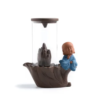 Kūrybos Smilkalų Degiklis su Stiklo Langelį Mažai Vienuolis Mažas Buda Censer Moliuskui Smilkalų Degiklis Naudoti Namų Arbatos Bouddha