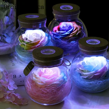 Kūrybos spalvotu LED rose dekoratyvinės lempos miegamasis nuotolinio valdymo šviesos ir šilta, romantiška mergaitė gimtadienio dovana nemokamas pristatymas