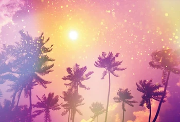 Laeacco Atogrąžų Palmių Medis Saulės Glitters Gimtadienio Fotografijos Fonas Pritaikyti Fotografijos Backdrops Fotostudija