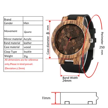 Laikrodis Medienos Mens Watch Kūrybos Kreko Dizaino Analoginis Ciferblatas Itin lengvas natūralios Odos Mediniai Laikrodžiai Vyrų Viršų Dovanos Prabanga