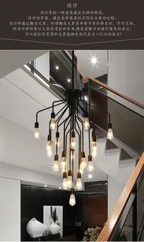 Laiptai lempos ilgai liustra Amerikos dvipusis statybos gyvenamasis kambarys priekinis žibintas villa grindų paprasta retro šviestuvo led lempos