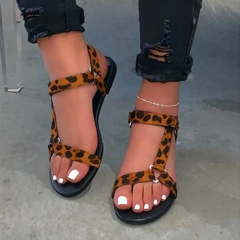 Leopard Moterų Paplūdimio Sandalai Seksualus Vasaros Batai Ponios Atidaryti Kojų Čiurnos Dirželis Atsitiktinis Mados 2020 M. Moteris Sandalai Plius Dydis Moterų
