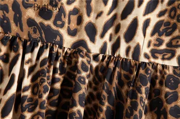 Leopardas Spausdinti Palaidinė Marškinėliai Moterims Elastinga, Susiėmę Apykaklės Žibintų Rankovės Atsitiktinis Ponios Viršūnes 2018 M. Žiemos Prarasti Viršūnes ir Palaidinės