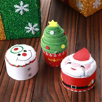 Linksmų Kalėdų Dekoracijas namams 30*30cm Vaikams Kalėdų Dovana Cupcake Medvilnės Rankšluostį su Pakavimo Maišeliai Naujųjų Metų Kalėdų Dekoro