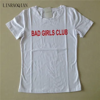LINRAOQIAN harajuku stiliaus marškinėliai moterims marškinėliai BAD GIRLS CLUB laiškas spausdinti drabužiai moterims marškinėlius vasaros medvilnės marškinėliai femme