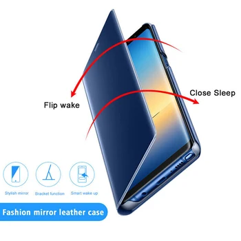 Luxury Smart Veidrodis, Flip Telefono dėklas skirtas Iphone 6 6S 7 8 Plus X Cover Odinis Laikiklis Stovi už 