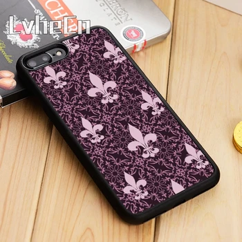 LvheCn rožinė, violetinė fleur de lis Telefono Case Cover For iPhone 5 6s 7 8 plius 11 12 Pro X XR XS Max 