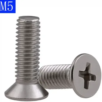 M5 - 0.8 304 Nerūdijančio Plieno, Phillips PLOKŠČIA GALVA Mašinos Varžtas DIN 965 Varžtai ISO 7046