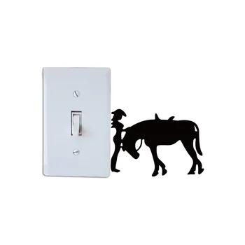 MA-36 Cowgirl ir Arklių Vinilo Šviesos Jungiklis Lipdukas Kūrybos Animacinių filmų Žirgo Siluetas Sienų Dekoras Namuose Tapetai