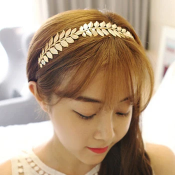 Mada Moterims, Elegantiškas Stilius Aukso Sidabriškai Metalinės Lapai Lankelis Žavesio Plaukų aksesuarai Hairband