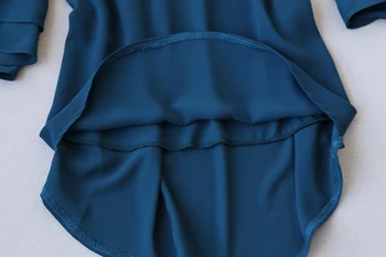 Mados kostiumą moterų vasaros aukštos kokybės moterų prarasti trimitas šifono rankovėmis marškinėliai + aštuonių taškų pločio kojų kelnės atsitiktinis dviejų Nustatyti