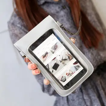 Mados Mini Touch Screen Mobilusis Telefonas, Piniginė PU Oda Moterų Pečių Maišą Atsitiktinis Ponios Mažas Grandinės Crossbody Krepšiai