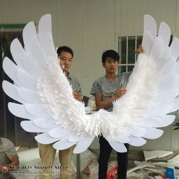Mados plunksnų Priedai Šalis vestuvių juostoje namuose papuošalai didelis baltas angelas sparnų etape parodyti fotografavimo EMS nemokamas pristatymas