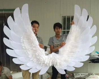 Mados plunksnų Priedai Šalis vestuvių juostoje namuose papuošalai didelis baltas angelas sparnų etape parodyti fotografavimo EMS nemokamas pristatymas