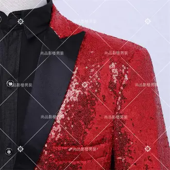 Mados raudonas švarkas vyrams, atsitiktinis etape striukė dj šokių vyrų china švarkas kostiumas homme švarkas homme mens red china švarkas vyrams