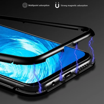 Magnetinio Adsorbcijos Metalo Atveju Huawei Honor 8X 8x Max Prabanga Grūdinto Stiklo Dangtis huawei Y9 2019