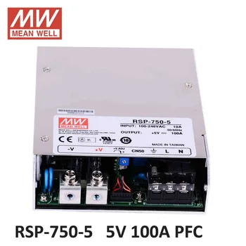 Meanwell RSP-750-5 PFC laboratorinis maitinimo šaltinis 5V 100A 500W impulsinis Maitinimo šaltinis Vairuotojo LED Juostelė AC 86-264V DC 5V