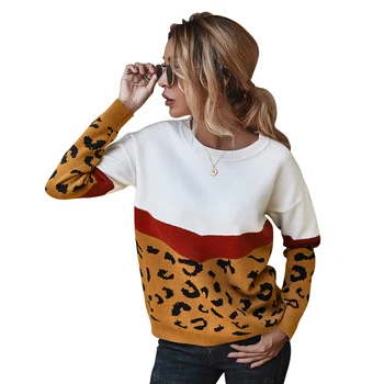 Megztiniai Moterų 2020 M. Originalaus Dizaino moteriškų Drabužių Rudens Ir Žiemos Mados Tendencija Leopard Megztinis Ponios Palaidinė Kailis