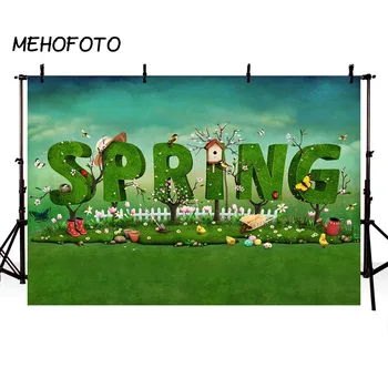 MEHOFOTO Fone Pavasario Fotografijos Vaikai Fone Žalia Žolė, Papuošalai Foto Studija Photobooth